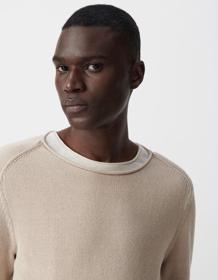 Ikks Pull Lin Tricot Fin Bords Roulottés Homme