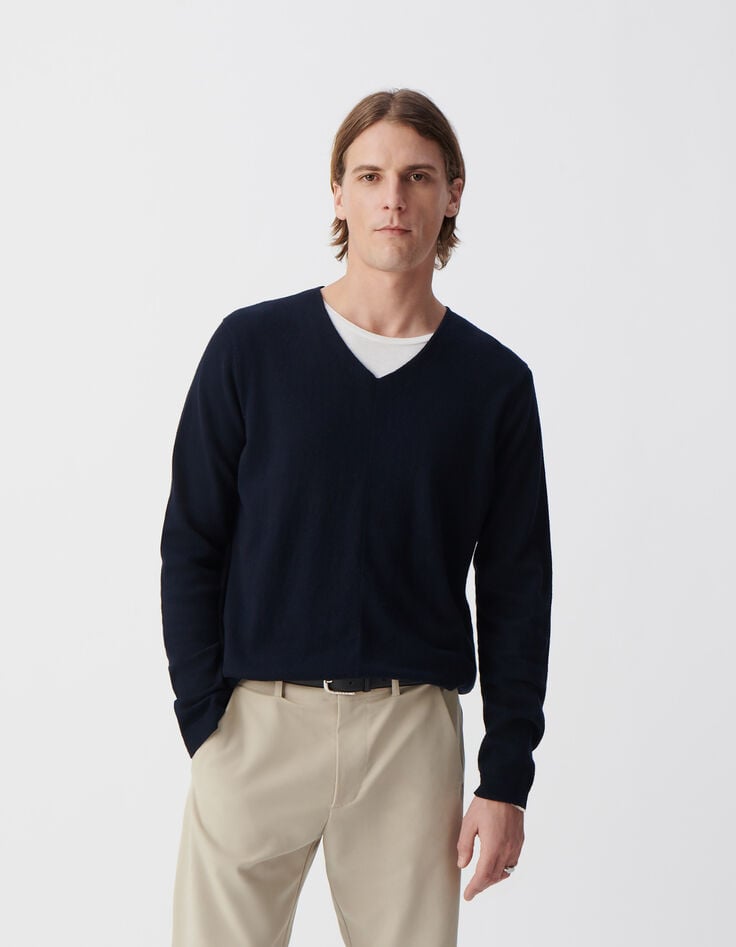 Ikks Pull Marine Tricot Coton Cachemire Homme