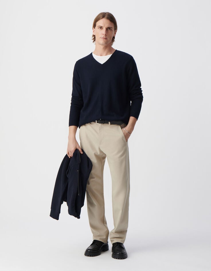 ikks Pull marine tricot coton cachemire Homme