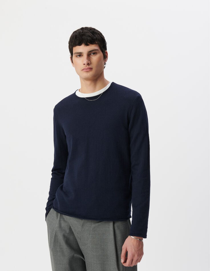 Ikks Pull Marine Tricot Fin Bords Roulottés Homme
