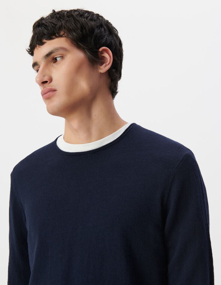 Ikks Pull Marine Tricot Fin Bords Roulottés Homme