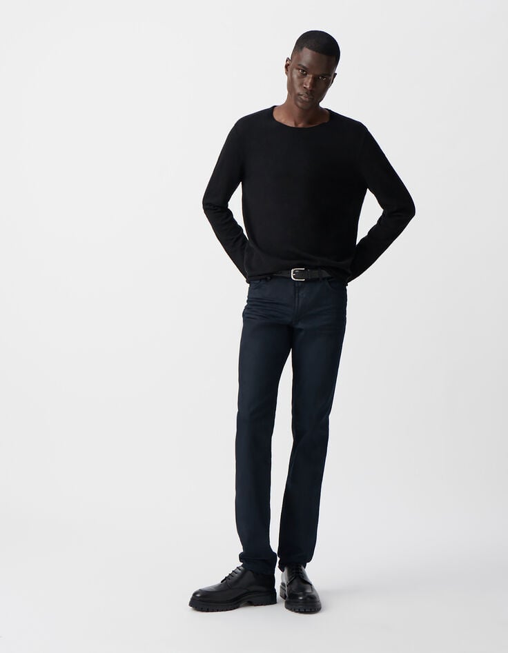 ikks Pull noir tricot fin bords roulottés Homme