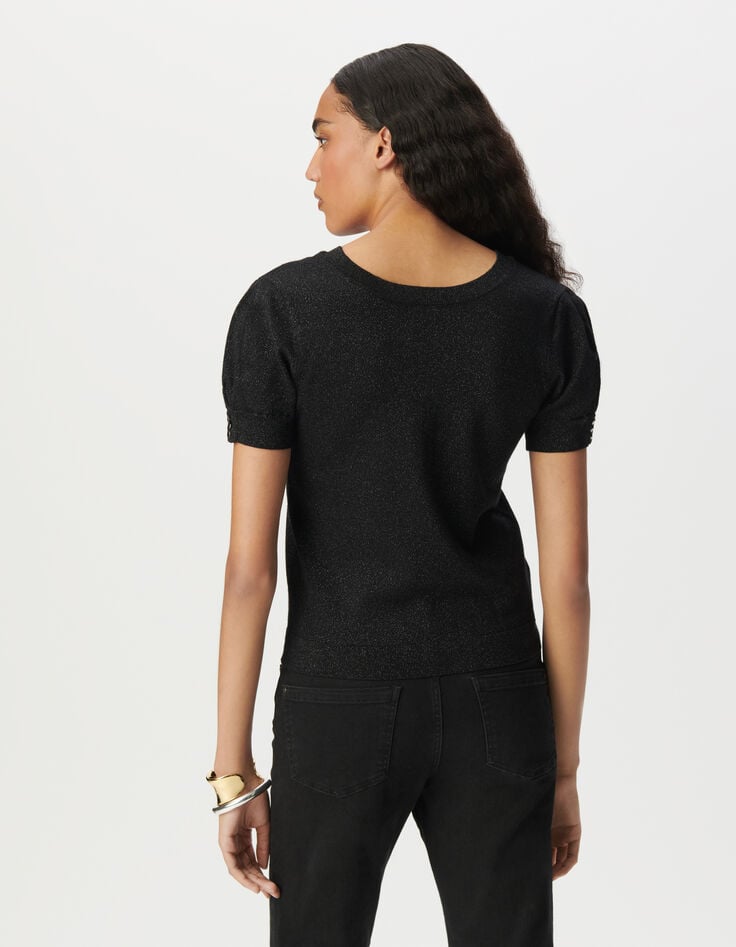 Ikks Pull Noir Tricot Fin Réversible Devant Dos