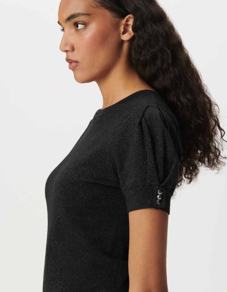 Ikks Pull Noir Tricot Fin Réversible Devant Dos