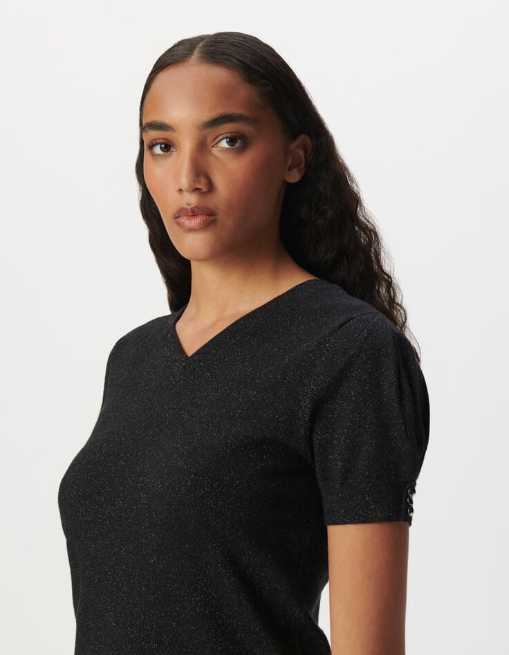 Ikks Pull Noir Tricot Fin Réversible Devant Dos