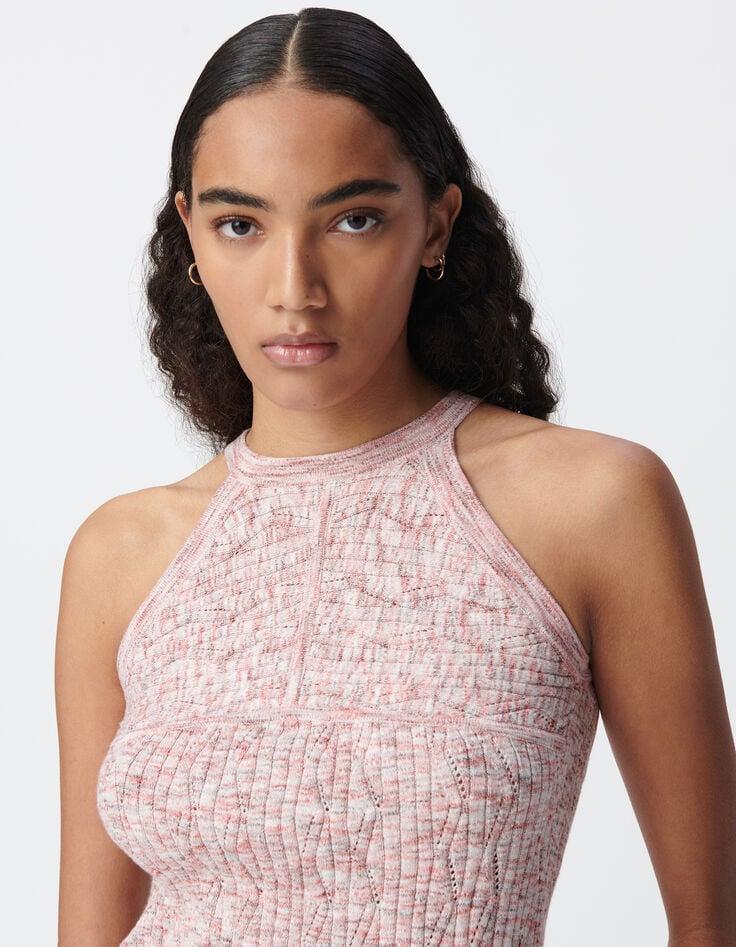 Ikks Pull Sans Manches écru Tricot Chiné Fantaisie