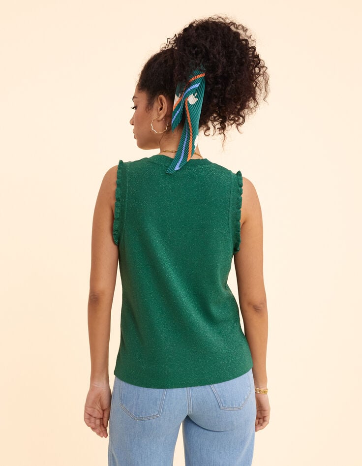 Ikks Pull Vert Sans Manches Tricot Lurex I.Code
