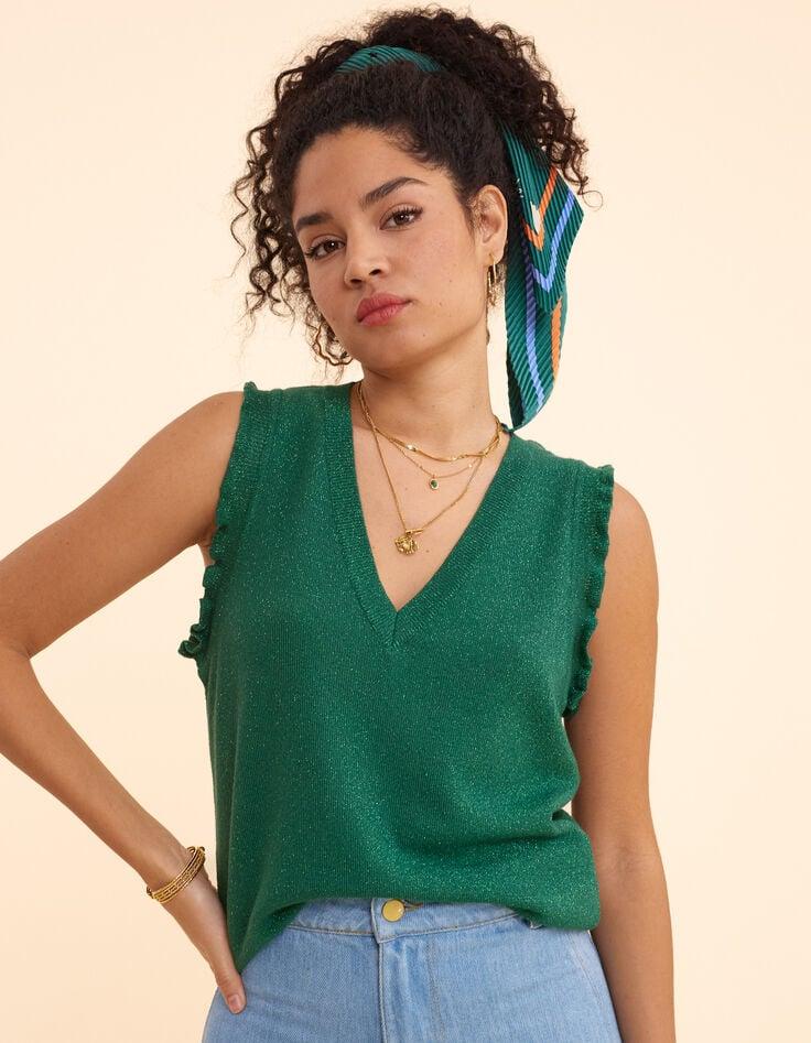 ikks Pull vert sans manches tricot lurex I.Code