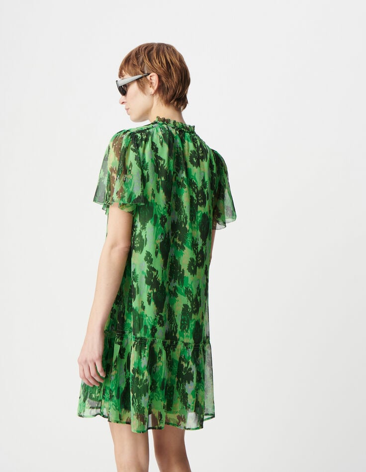 Ikks Robe Ample Verte Imprimé Abstrait Femme