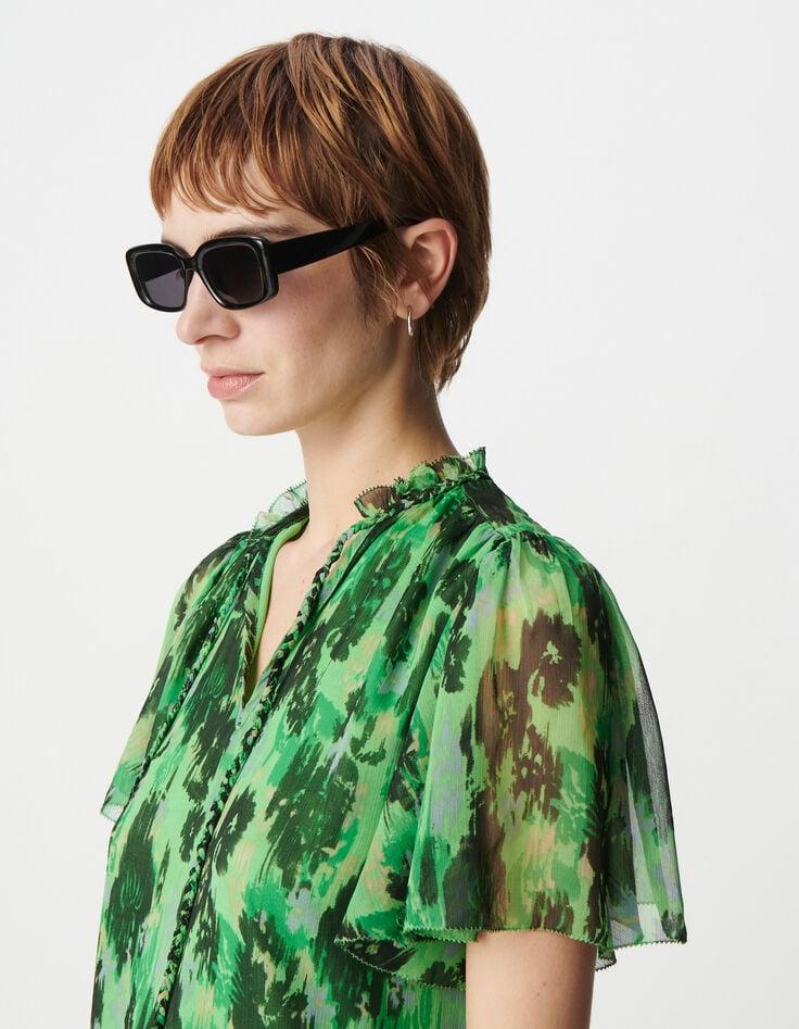 Ikks Robe Ample Verte Imprimé Abstrait Femme