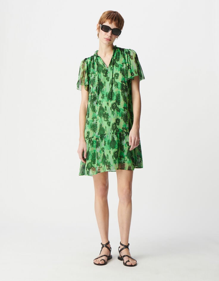 ikks Robe ample verte imprimé abstrait Femme