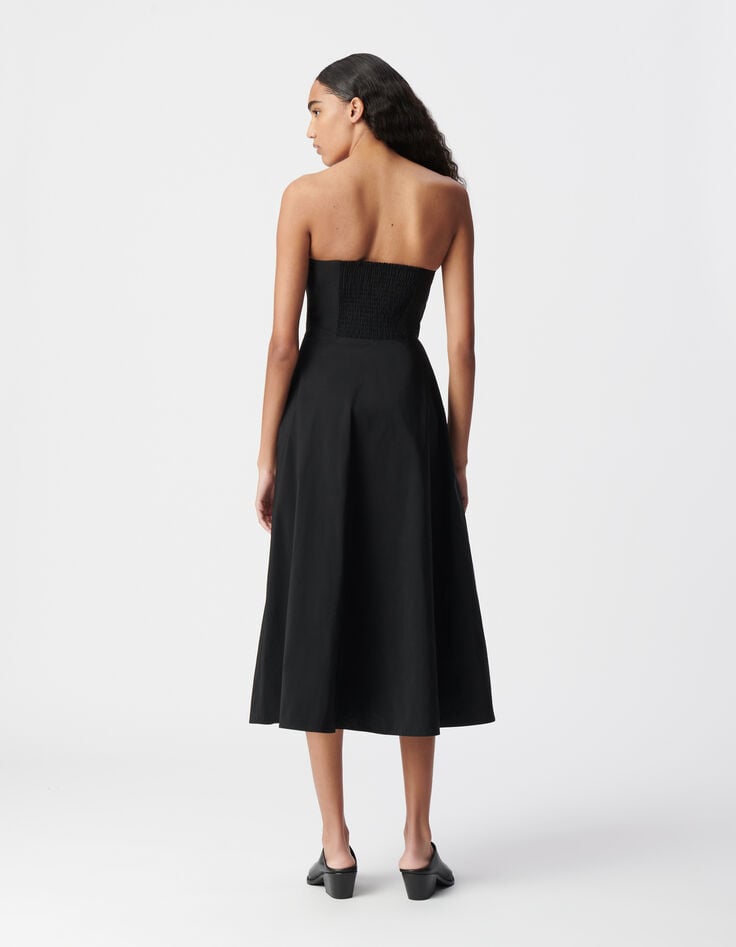 Ikks Robe Bustier Noire Taffetas Femme