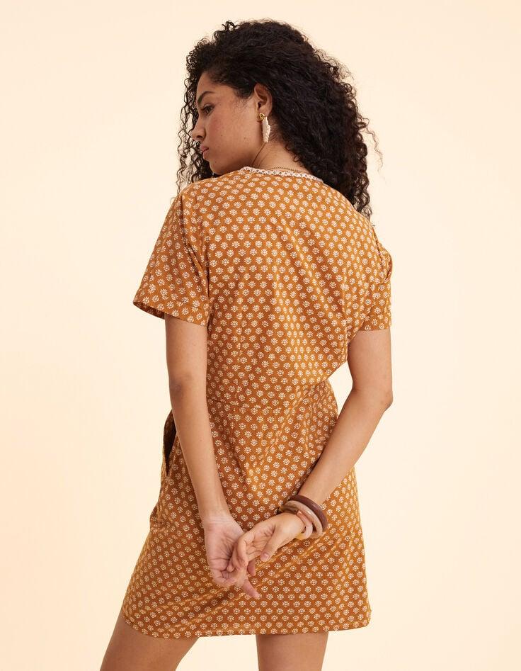 Ikks Robe Camel Imprimé Floral Cœur I.Code