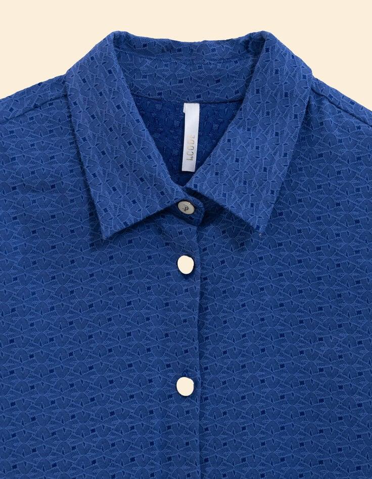 Ikks Robe Chemise Bleue Jacquard Fantaisie I.Code