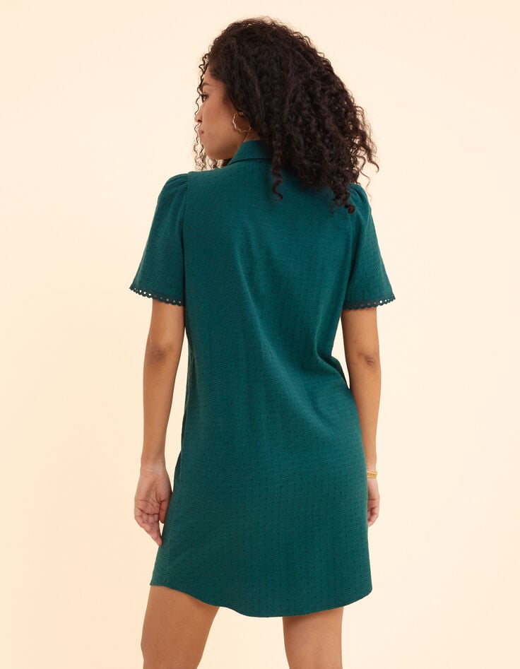 Ikks Robe Chemise Verte Jacquard Fantaisie I.Code