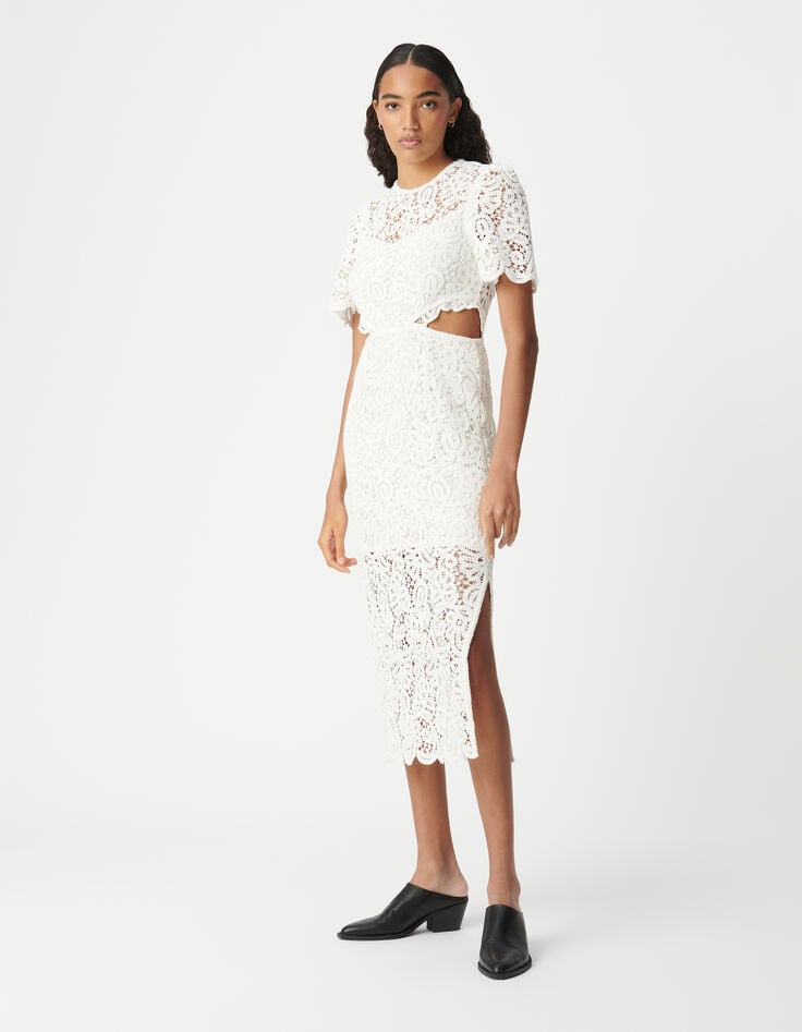 Ikks Robe Chic Blanche En Dentelle Macramé Femme