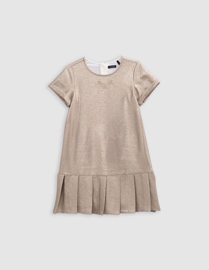 Ikks Robe Dorée Bas Plissé Fille