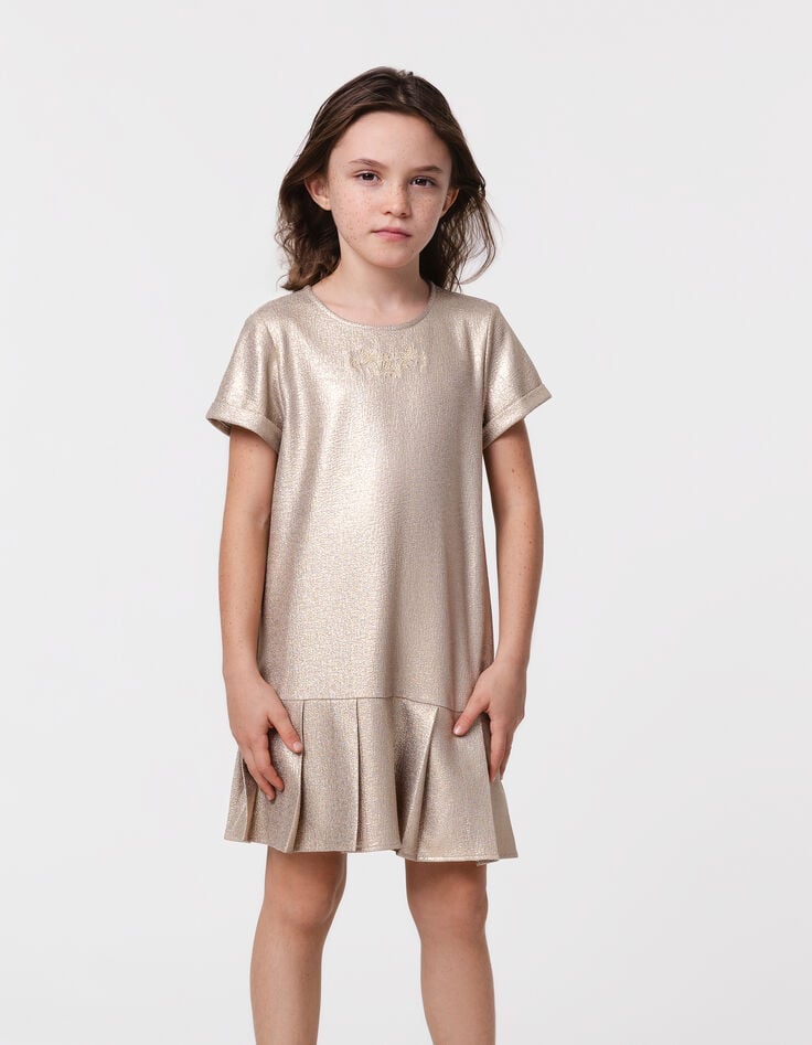 ikks Robe dorée bas plissé fille