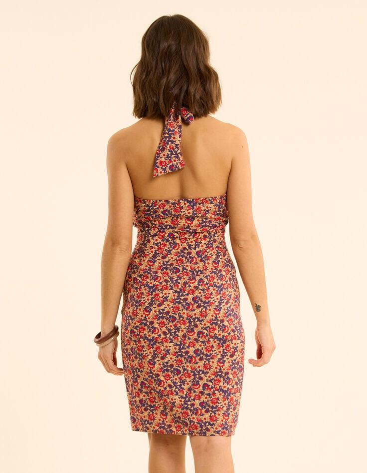 Ikks Robe Dos-nu Rouge Imprimé Fleuri I.Code