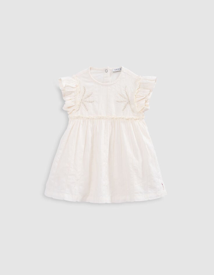 Ikks Robe écrue Brodée Avec Bloomer Bébé Fille