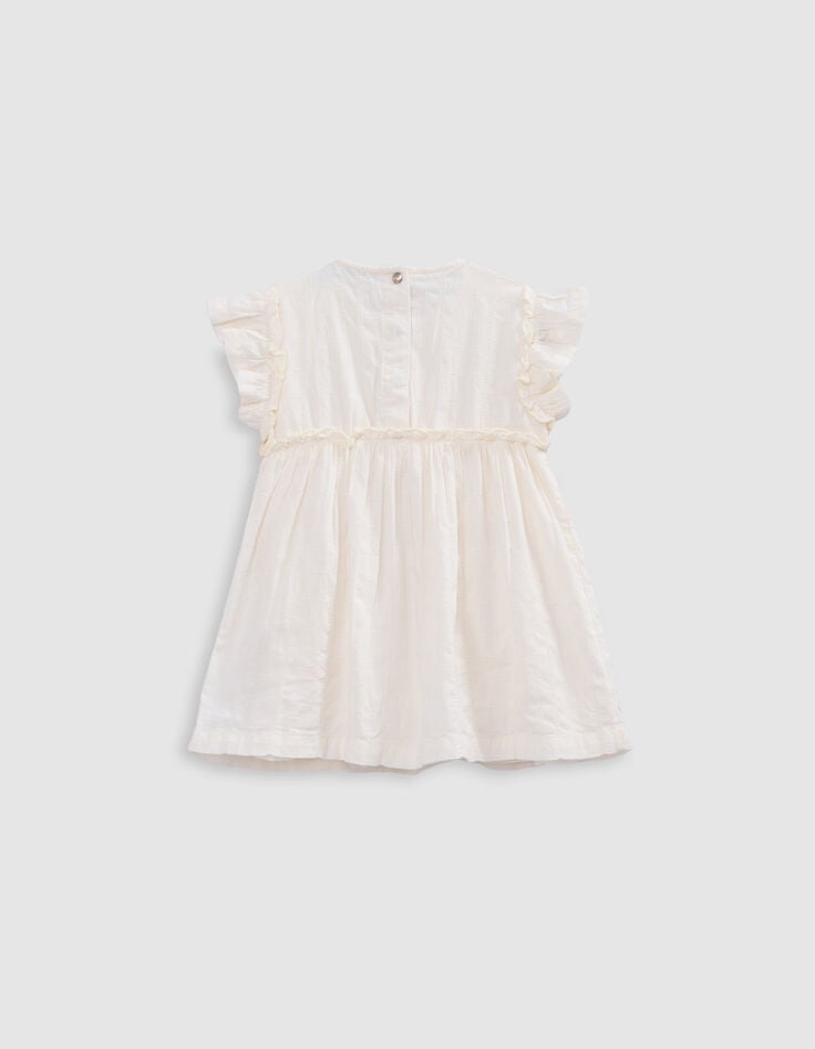 Ikks Robe écrue Brodée Avec Bloomer Bébé Fille