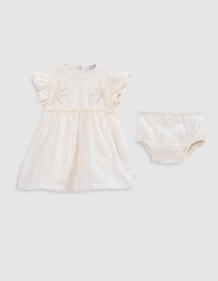 ikks Robe écrue brodée avec bloomer bébé fille