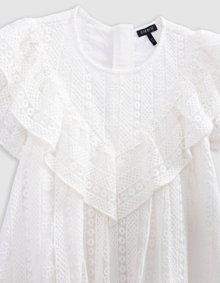 Ikks Robe écrue Dentelle Plastron Volanté Fille
