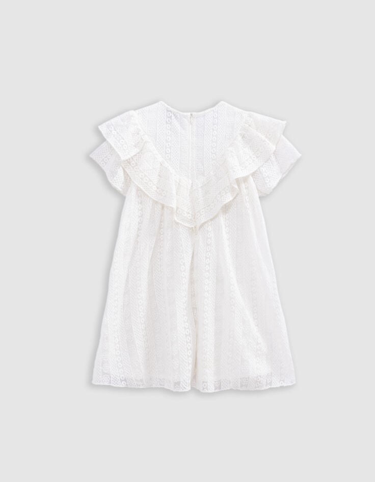 Ikks Robe écrue Dentelle Plastron Volanté Fille