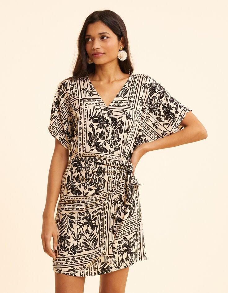 Ikks Robe écrue Imprimé Bandana Végétal I.Code