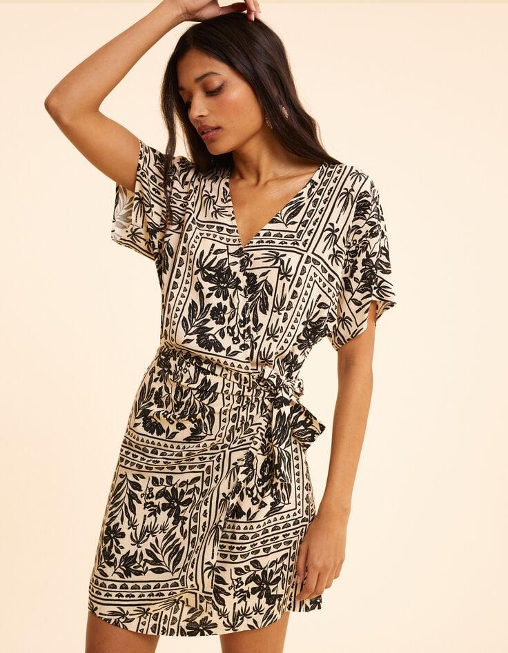 ikks Robe écrue imprimé bandana végétal I.Code