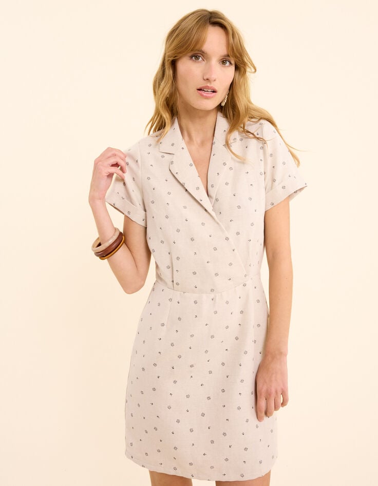 Ikks Robe écrue Imprimé Micro Fleurs I.Code