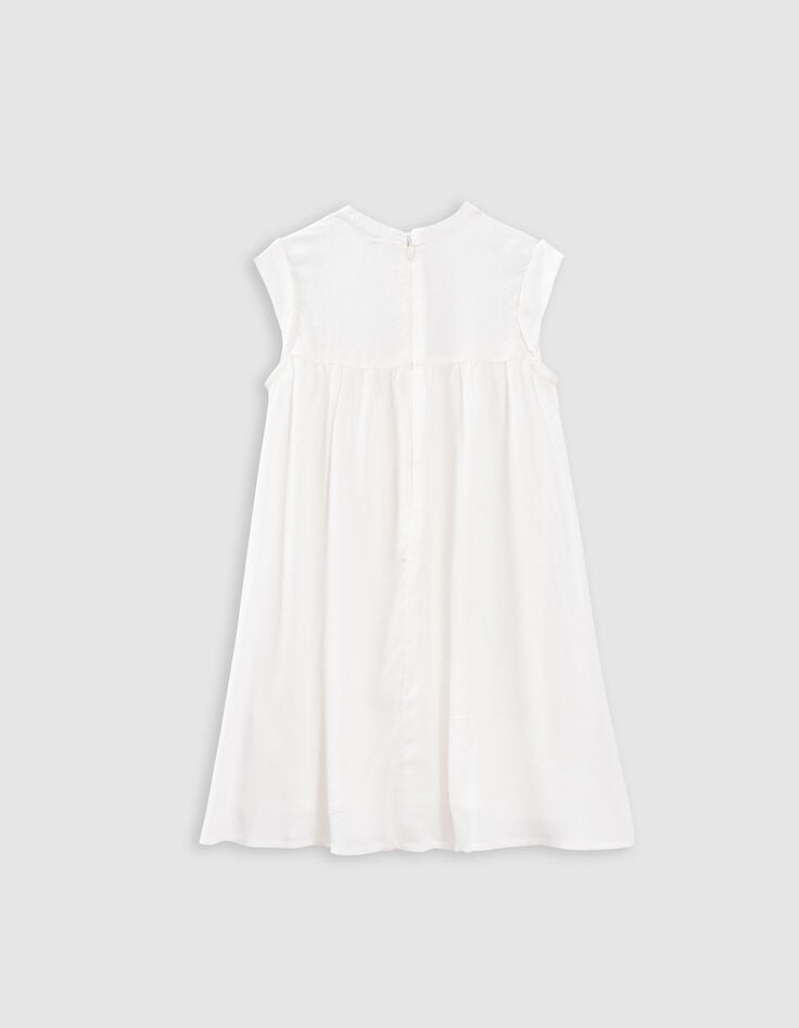 Ikks Robe écrue Jacquard Plastron Brodé Fille