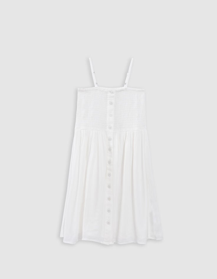 Ikks Robe Fines Bretelles Beige à Smocks Fille