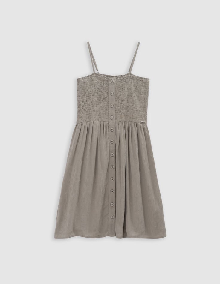 Ikks Robe Fines Bretelles Kaki à Smocks Fille