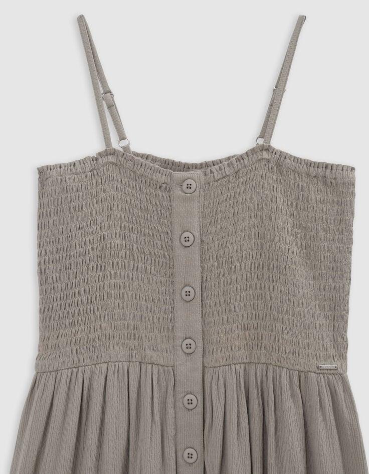 Ikks Robe Fines Bretelles Kaki à Smocks Fille