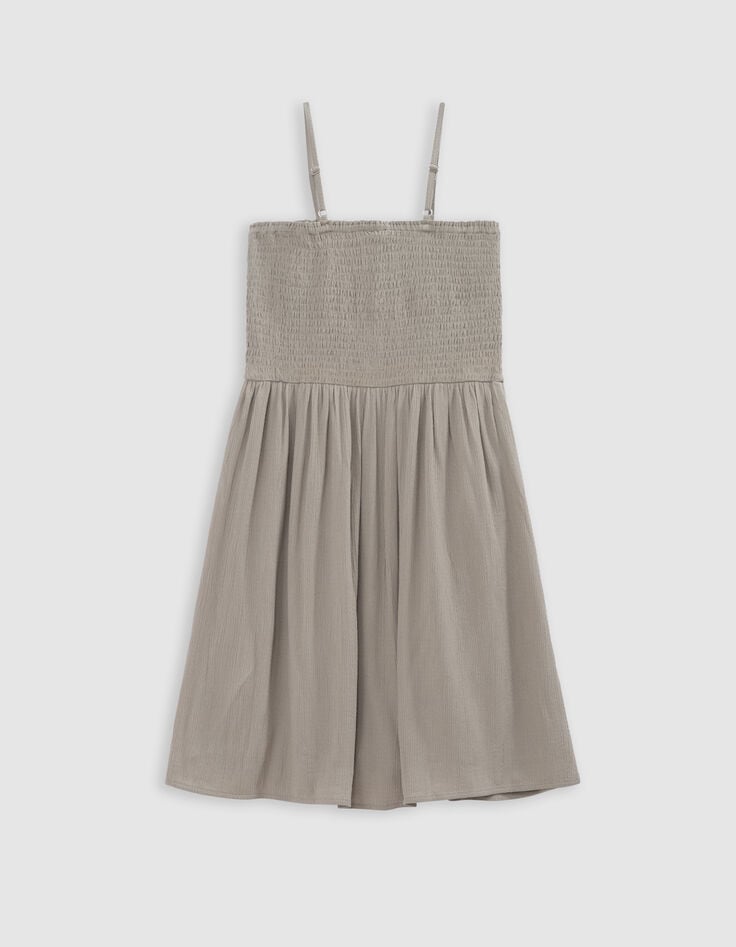 Ikks Robe Fines Bretelles Kaki à Smocks Fille