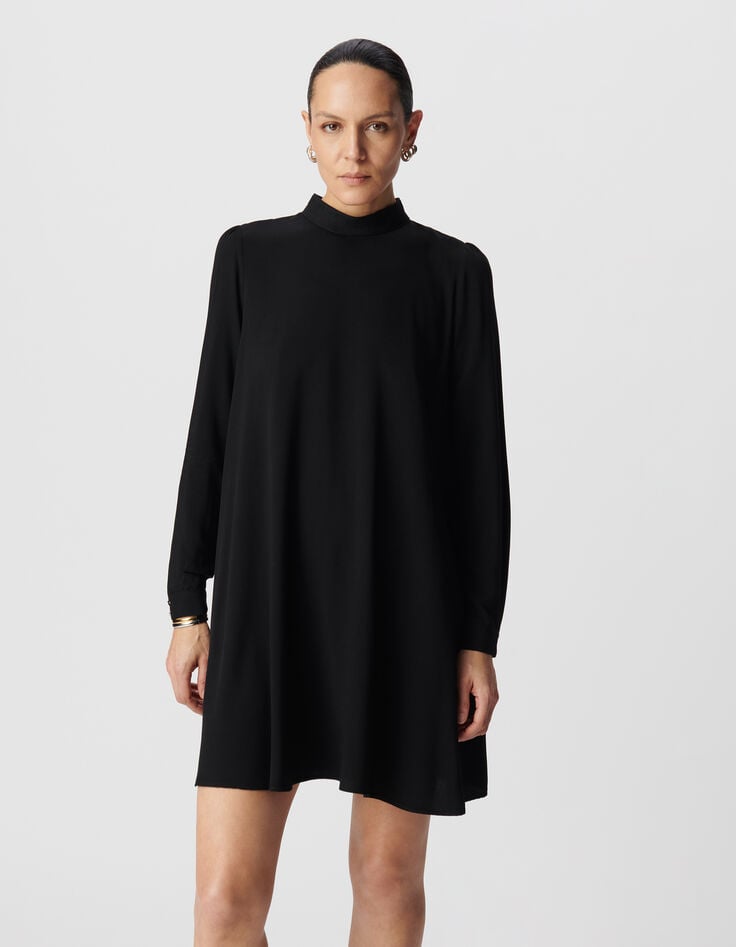 Ikks Robe Housse Noire Col Montant Femme