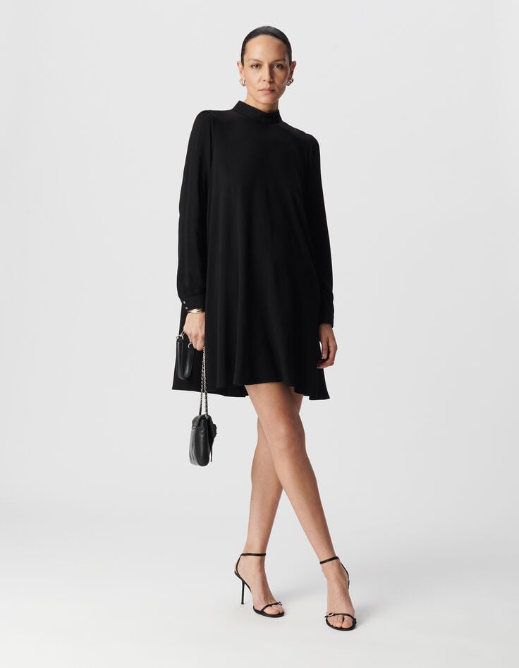 ikks Robe housse noire col montant Femme