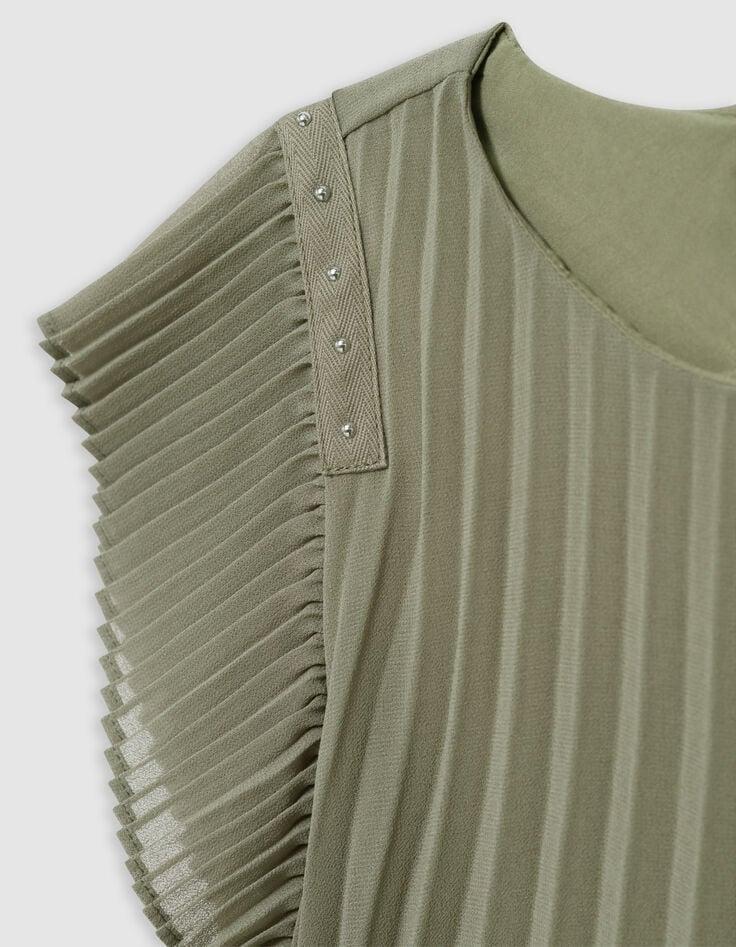 Ikks Robe Kaki Plissée Décor Clous Fille