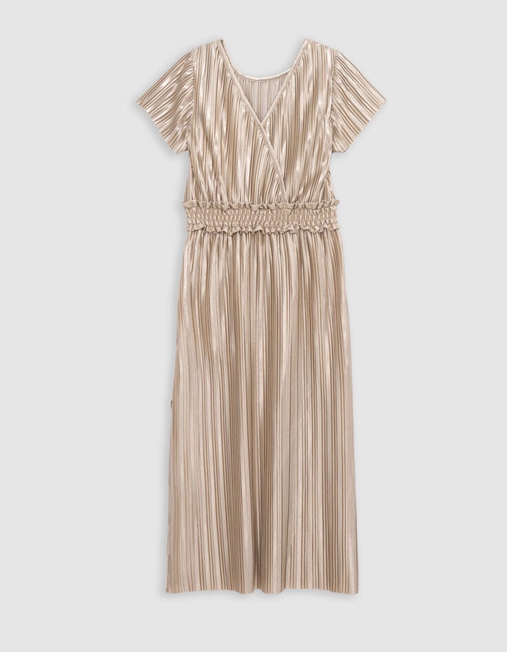 Ikks Robe Longue Dorée Plissée Fille