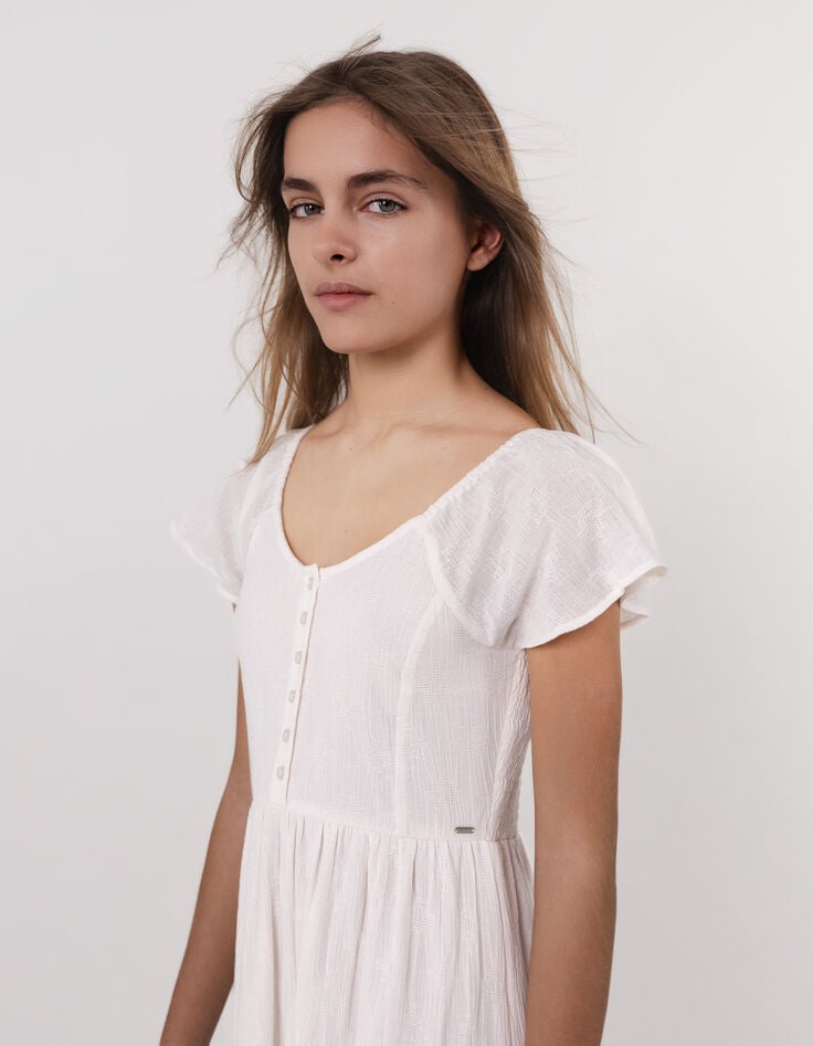 Ikks Robe Longue écrue Encolure élastiquée Fille