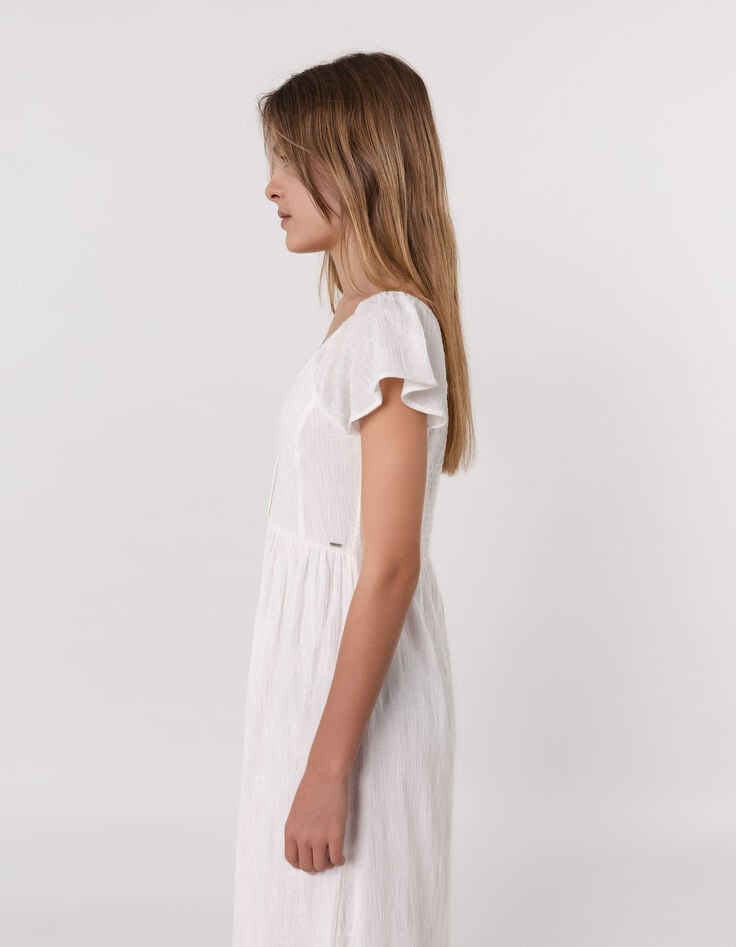 Ikks Robe Longue écrue Encolure élastiquée Fille