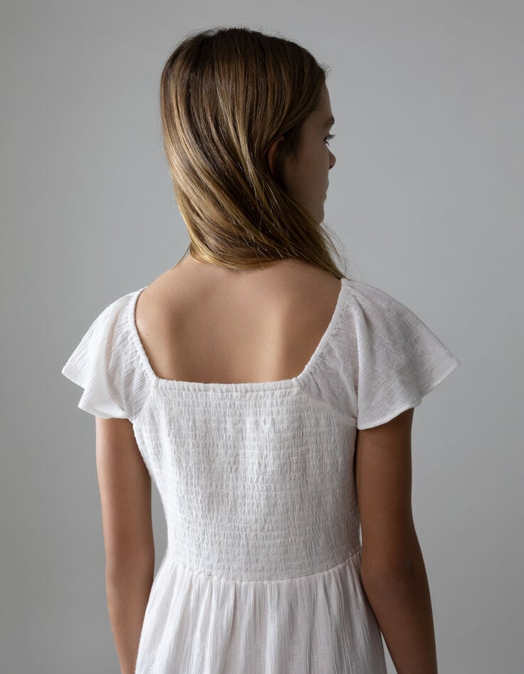 Ikks Robe Longue écrue Encolure élastiquée Fille