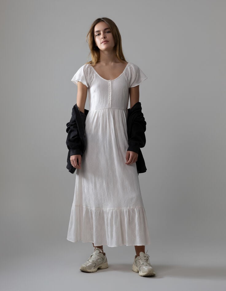 ikks Robe longue écrue encolure élastiquée fille