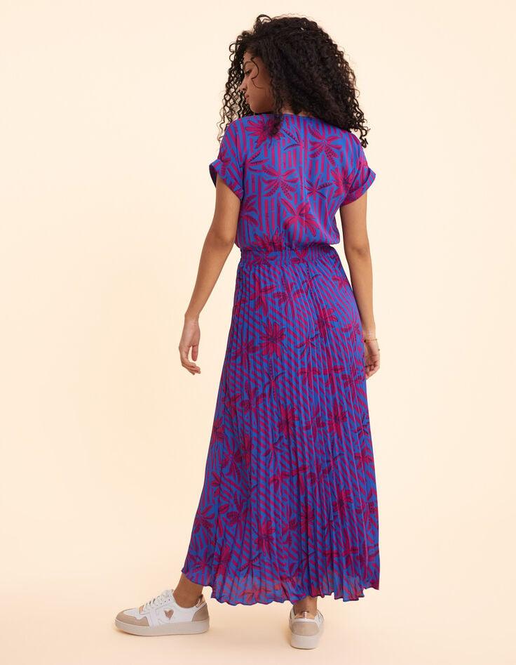 Ikks Robe Longue Indigo Imprimé Palmiers I.Code