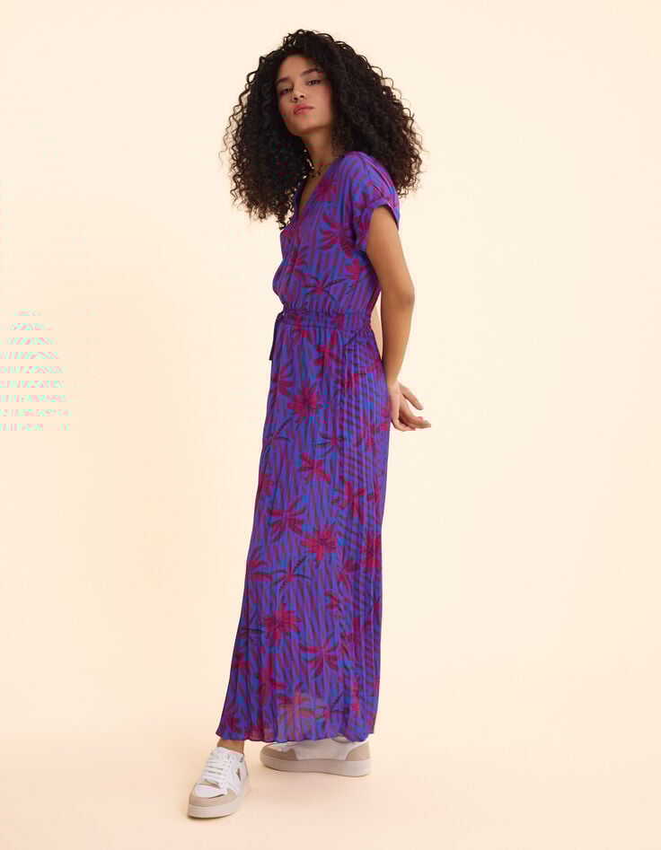 ikks Robe longue indigo imprimé palmiers I.Code
