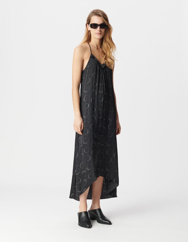 ikks Robe longue noire imprimé éclipses Femme