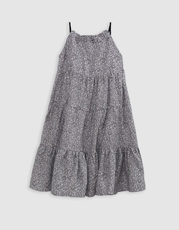 Ikks Robe Longue Noire Imprimé Graphique Fille