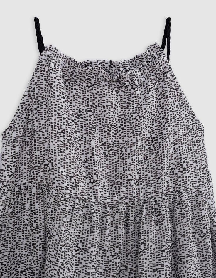 Ikks Robe Longue Noire Imprimé Graphique Fille