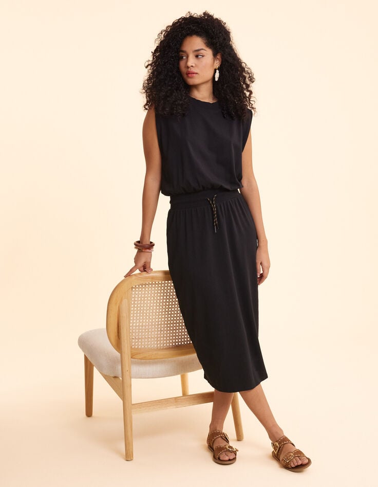 ikks Robe longue noire taille élastiquée I.Code